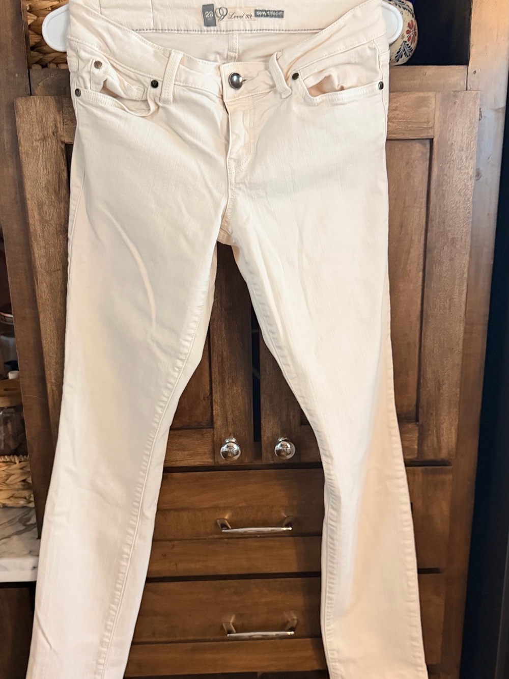 Level 99 Women's Skinny Jeans in Light Cream